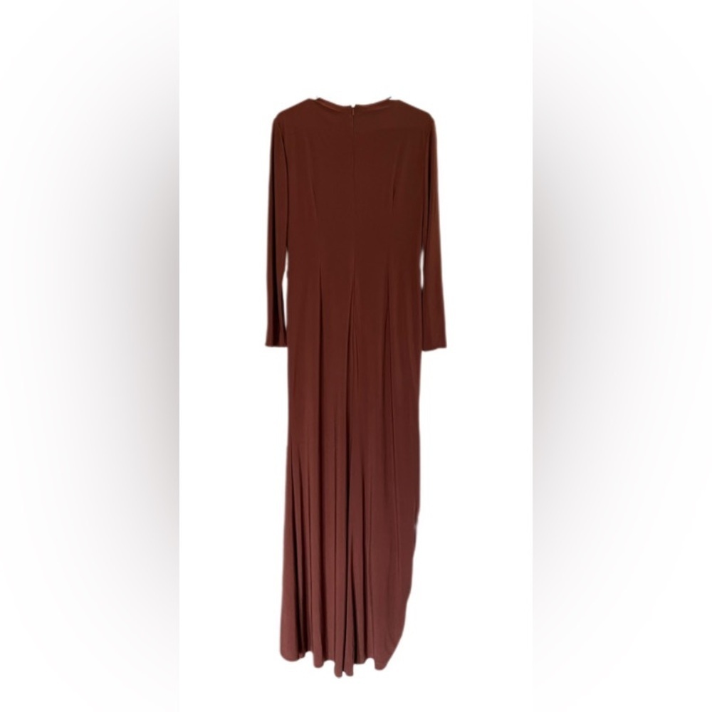 leena for Mac Duggal Keyhole Draped Gown Chocolate Brown Elegant Gown Women’s 10 - Picture 9 of 16